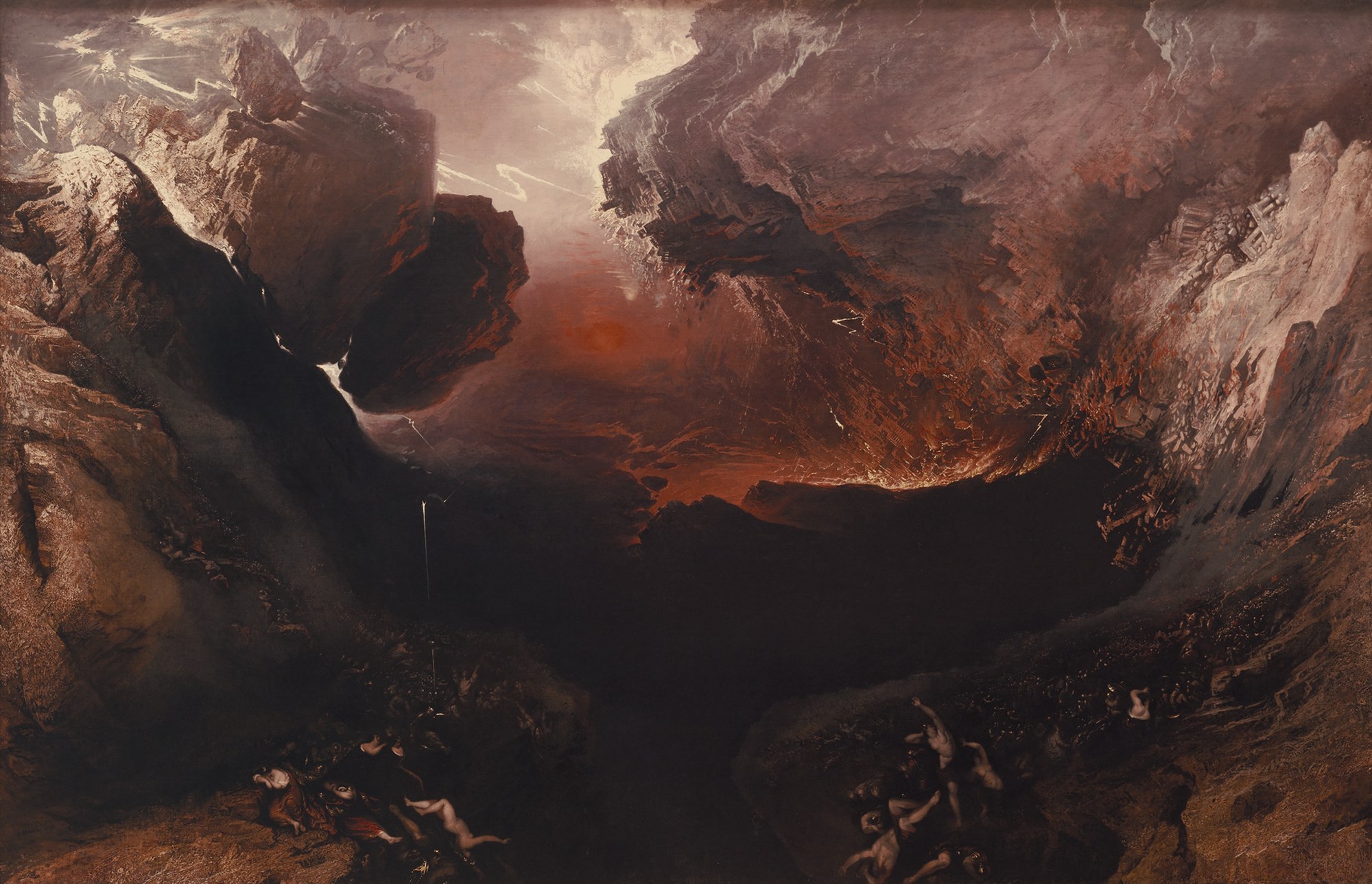 The Great Day of His Wrath by John Martin: a fiery, apocalyptic mountain chasm.